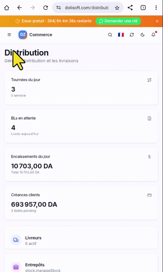Capture réelle du suivi de distribution sur téléphone