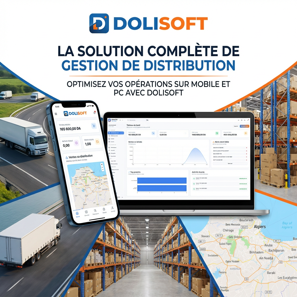 DOLISOFT logiciel de gestion de distribution sur ordinateur et mobile